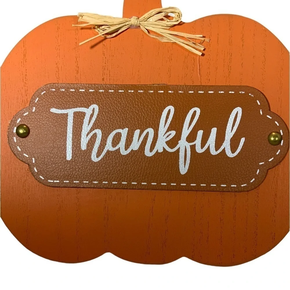 Pumpkin Autumn Table Decor Wood Modern Farmhouse Rustic Stand Up Sign Placque